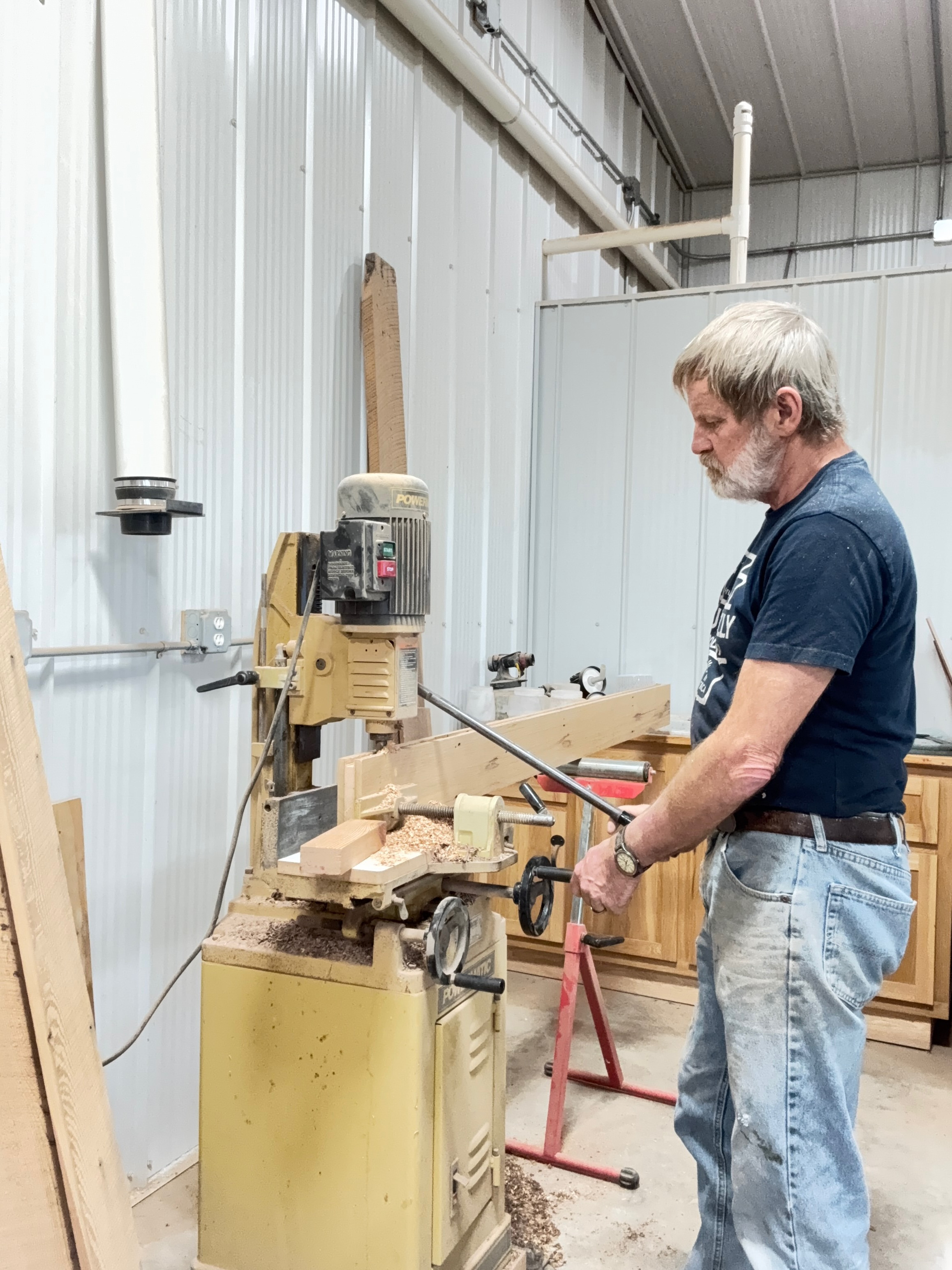 Aaron Newton at work in the shop