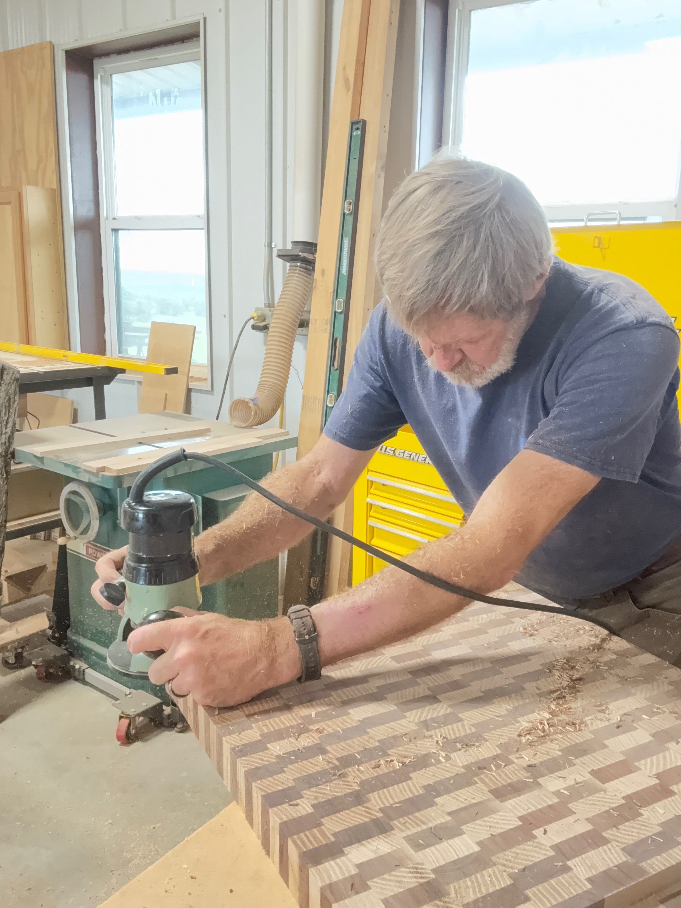 Aaron Newton at work in the shop