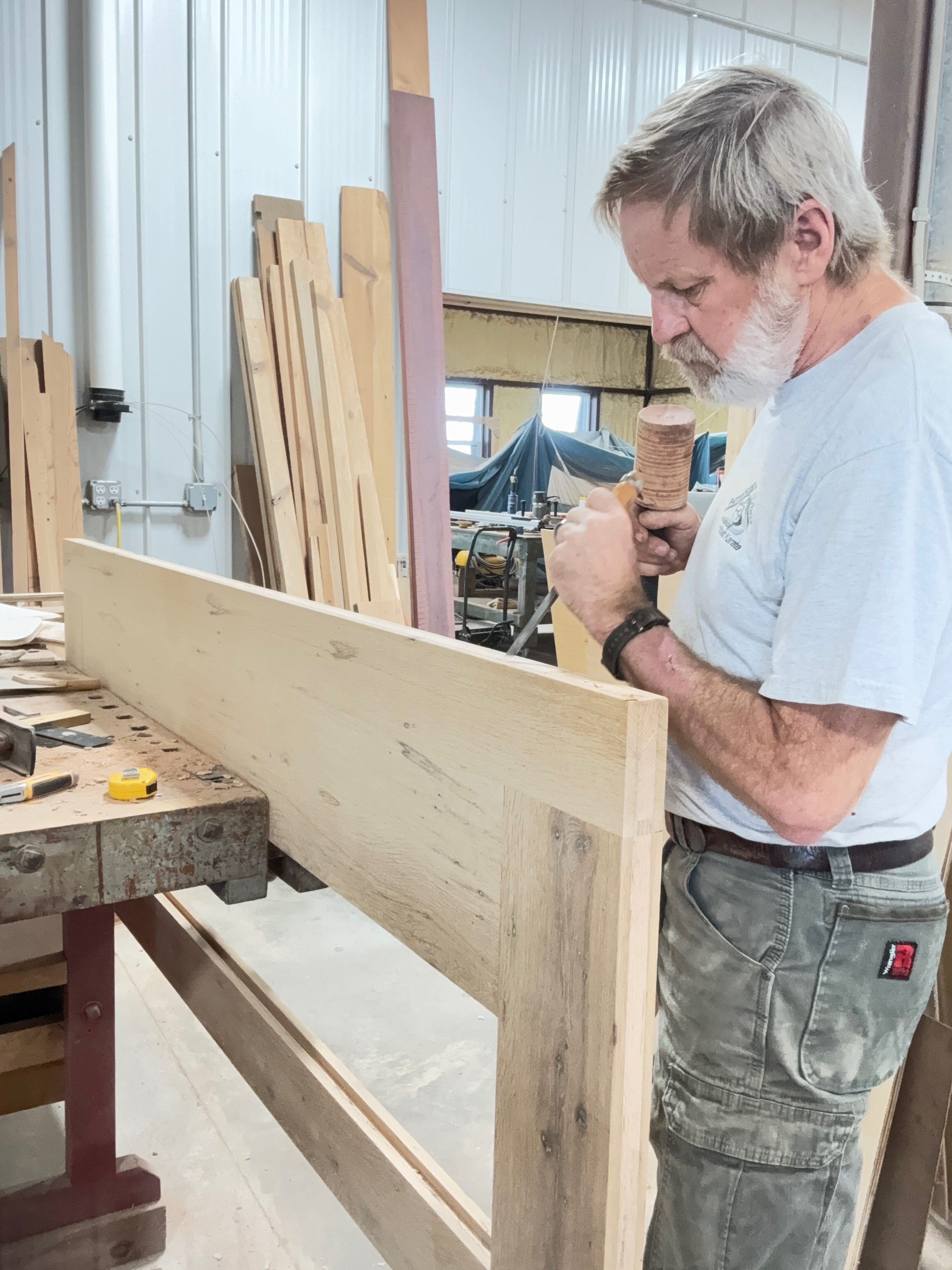 Aaron Newton at work in the shop