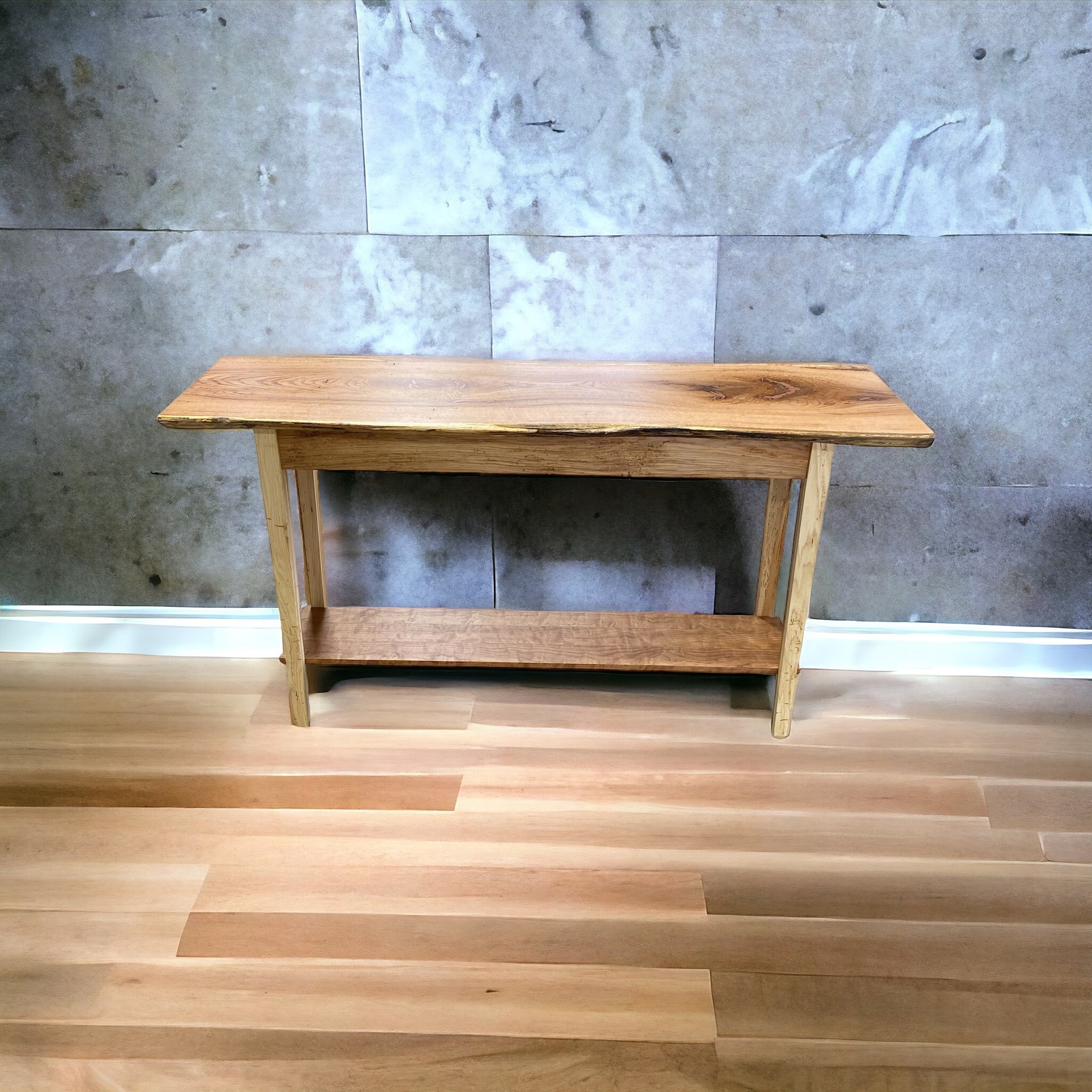 Walnut Console — Stretcher Shelf